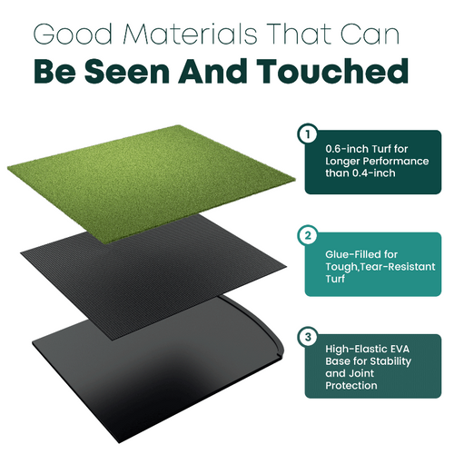 Ponsonbay Golf Hitting Mat Integrated with Curved Ball Tray