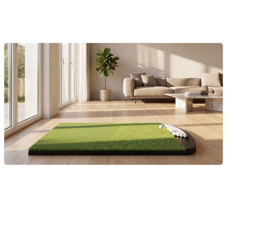 Ponsonbay Golf Hitting Mat Integrated with Curved Ball Tray