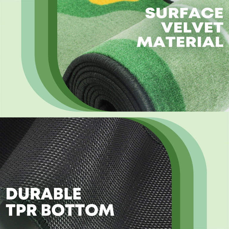 Ponsonbay Golf Putting Mat Indoor & Outdoor Practice Putting Green with Distance Marker Anti Slip Base