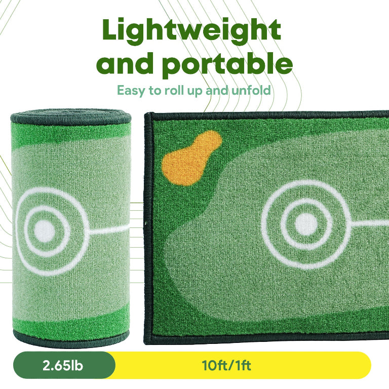 Ponsonbay Golf Putting Mat Indoor & Outdoor Practice Putting Green with Distance Marker Anti Slip Base