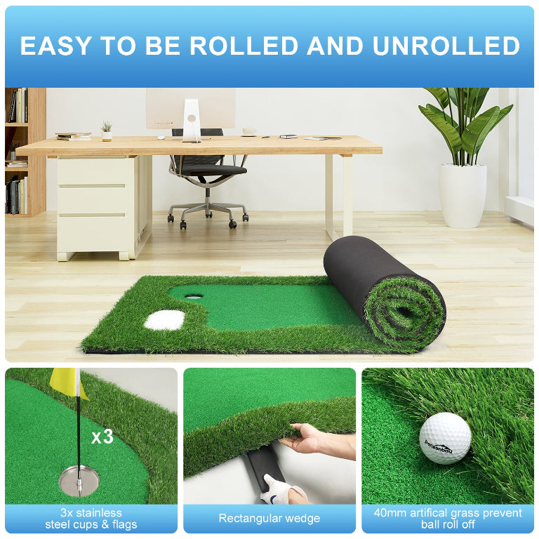 Ponsonbay Golf Putting Green Indoor Large Golf Putting Mat Artificial Grass Turf Practice Mat