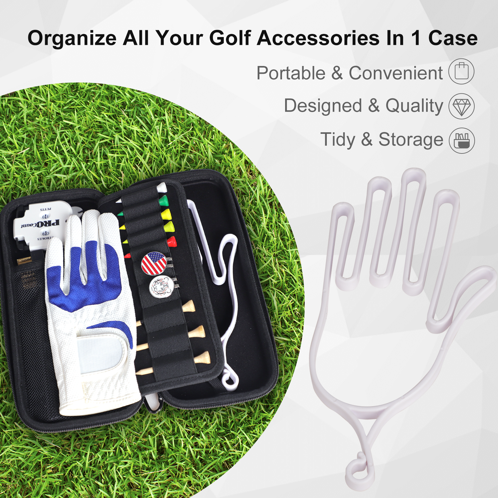 Ponsonbay Golf Glove Holder Case for Accessories