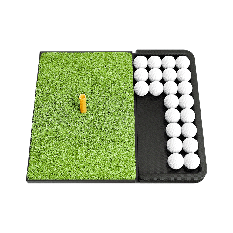 Small Golf Mat Integrated with Ball Tray, Anti-Slip Rubber Bottom