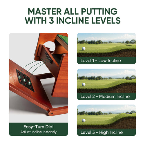 Ponsonbay Putting Green Indoor with Three-Level Adjustable Incline, Auto Ball Return