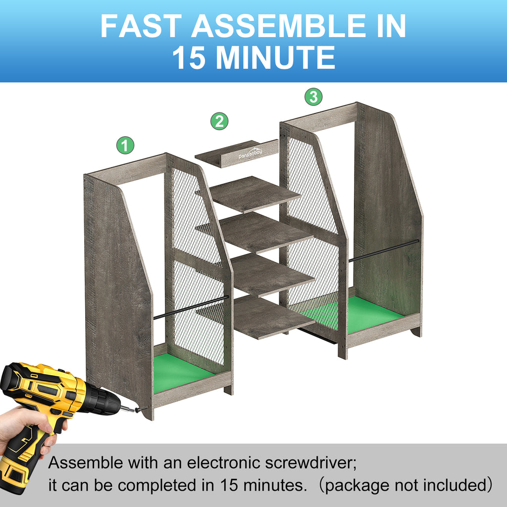 Ponsonbay Golf Bag Storage Organizer Wooden 2 Golf Bags Rack with Drawer