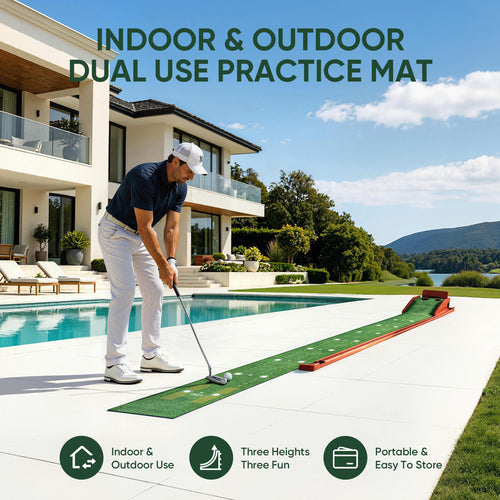 Ponsonbay Putting Green Indoor with Three-Level Adjustable Incline, Auto Ball Return