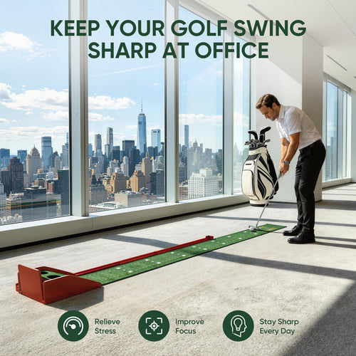 Ponsonbay Putting Green Indoor with Three-Level Adjustable Incline, Auto Ball Return