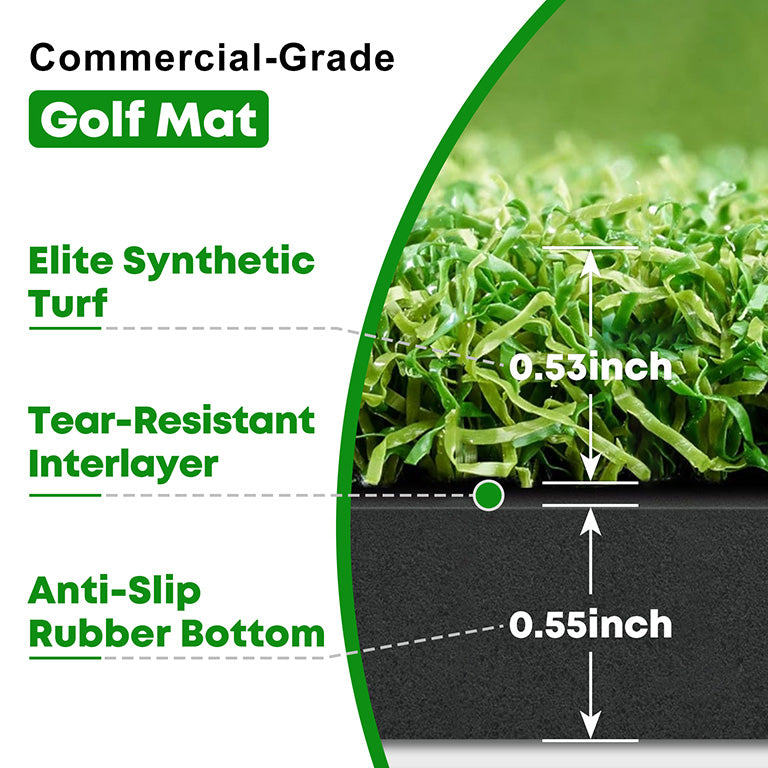 Small Golf Mat Integrated with Ball Tray, Anti-Slip Rubber Bottom