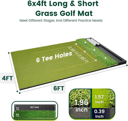 Ponsonbay Golf Mat Integrated with Ball Tray&Longer rough turf