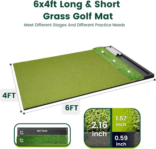 Ponsonbay Golf Mat Integrated with Ball Tray&Longer rough turf