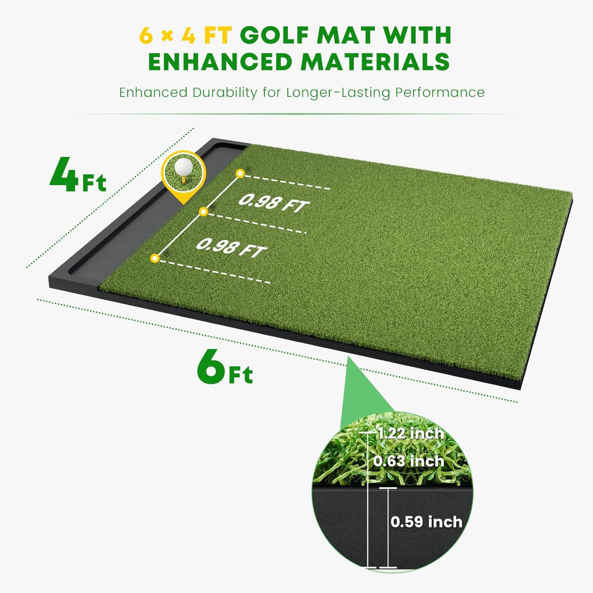 Ponsonbay Golf Hitting Mat Integrated with Ball Tray