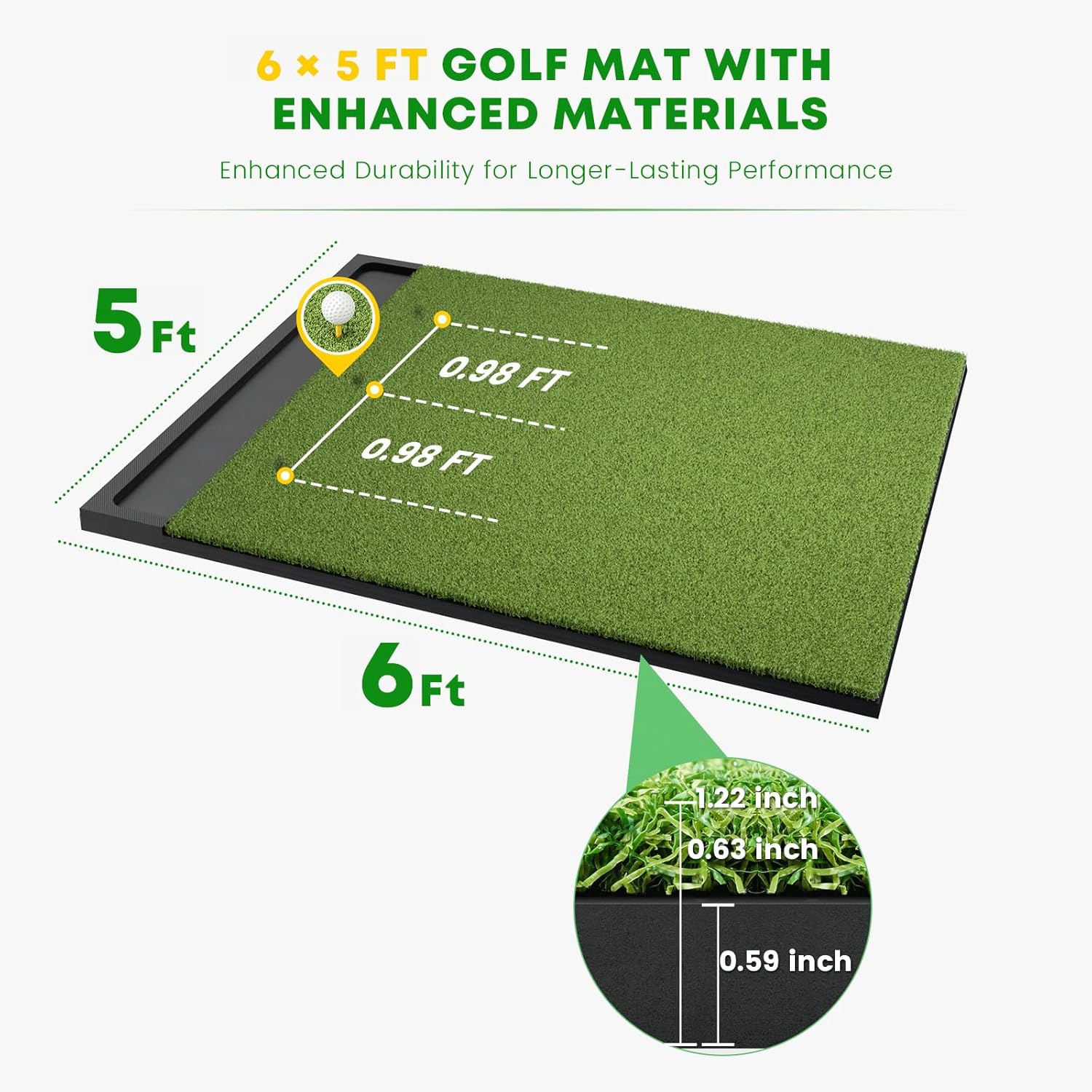 Ponsonbay Golf Hitting Mat Integrated with Ball Tray