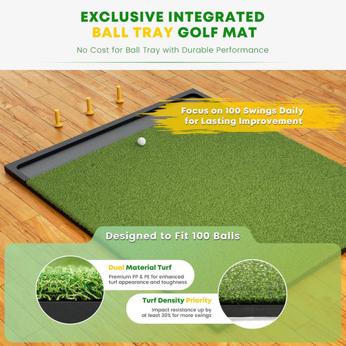 Ponsonbay Golf Hitting Mat Integrated with Ball Tray