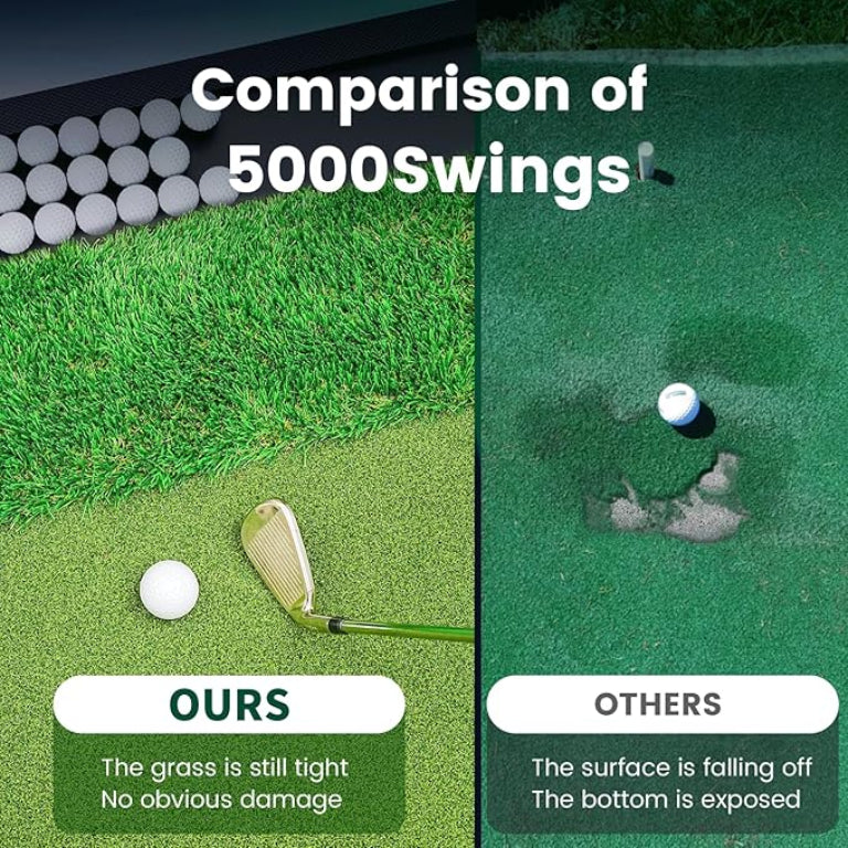 Ponsonbay Golf Mat Integrated with Ball Tray, EVA Rubber Base with 3 Tees