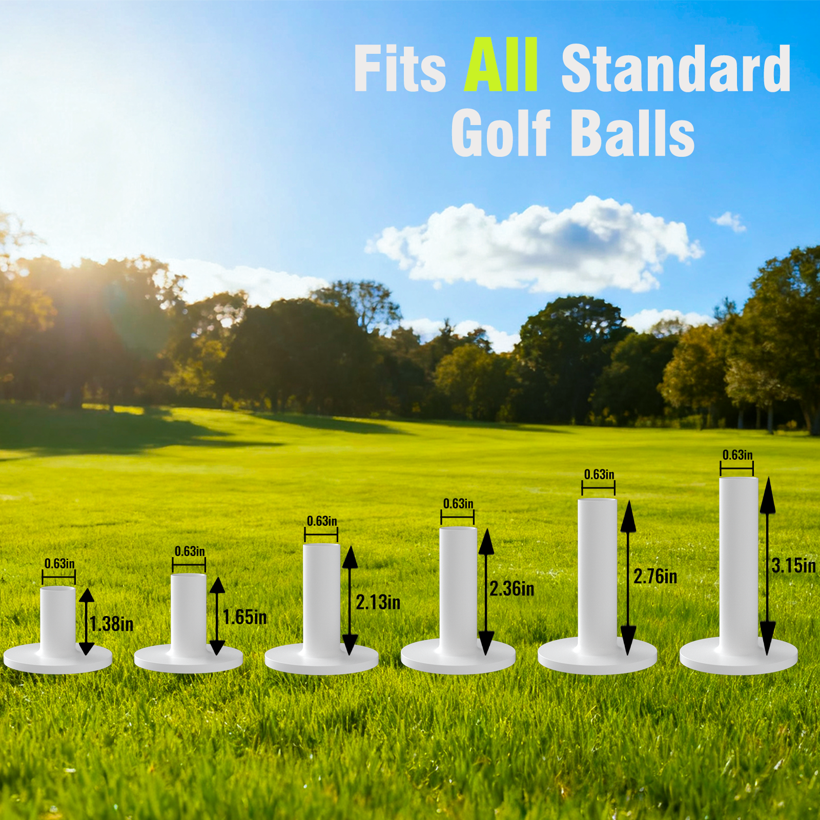 6 Mixed Sizes Rubber Golf Tees for Mats, Durability and Stability, Reusable Golf Mat Tee